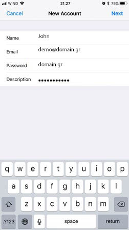 iOs Screenshot Email Add Account Tab
